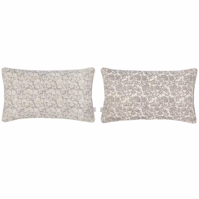 Lote de 2 fundas de cojín rectangulares NAF NAF de algodón con diseño floral en color gris de 30 x 50 cm