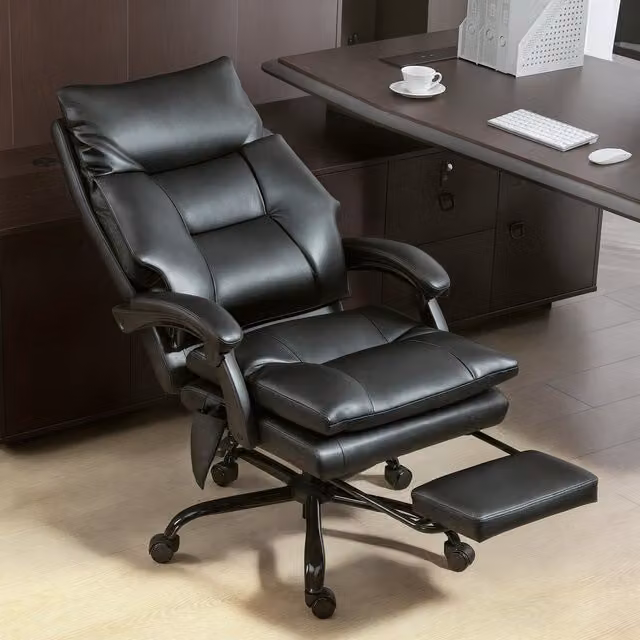 Silla de escritorio ejecutiva Homcom en color negro con acabado en piel sintética, An/P/Al: 65 x 76 x 121 cm