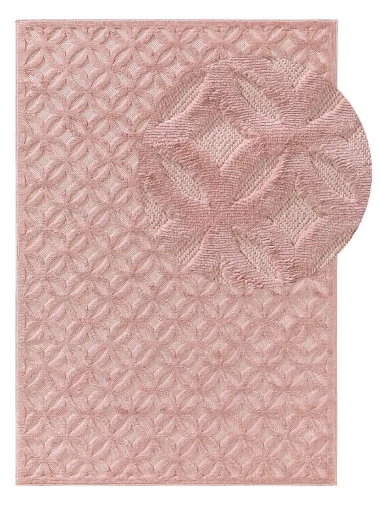 Alfombra Benuta para exterior e interior en color rosa y rojo, diseño moderno y rectangular, An/P: 200 x 290 cm
