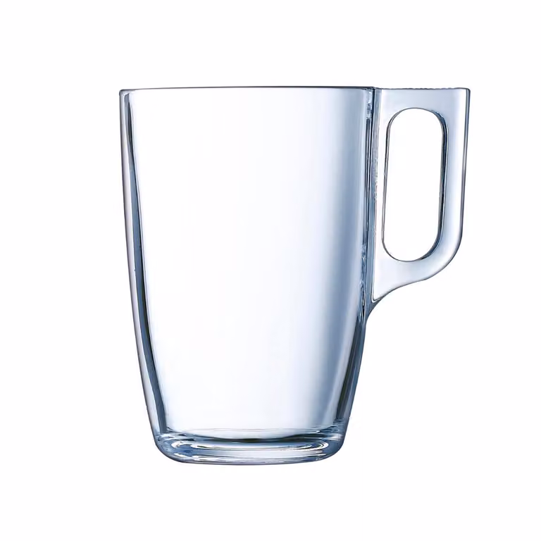 Juego de 6 mugs Voluto de Arcoroc en vidrio transparente de 400 ml aptos para microondas y lavavajillas