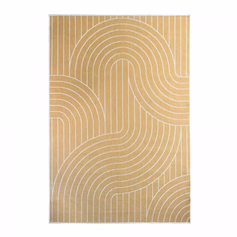 Alfombra de terraza y jardín kilim reversible Un amour de tapis, color amarillo, An/P: 160 x 230 cm