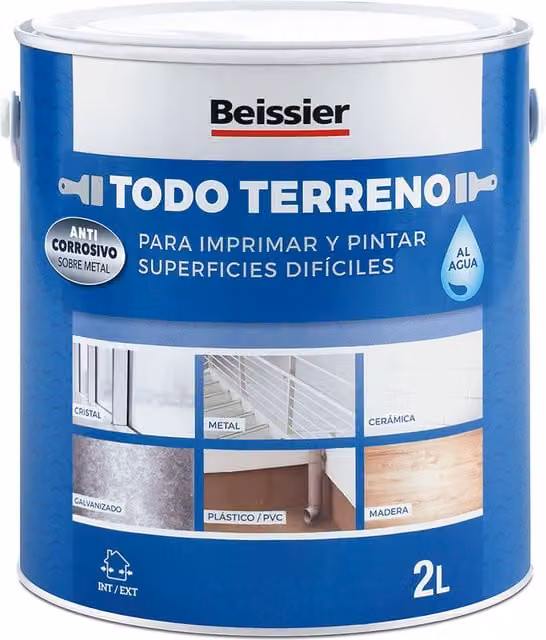 Imprimación todoterreno al agua Beissier de color blanco con capacidad de 2 l para metal y secado rápido