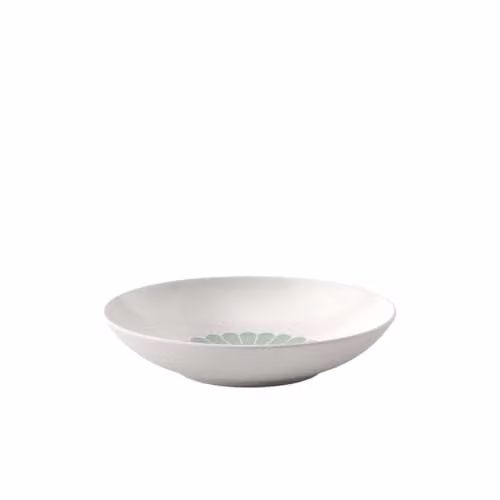 Plato hondo para pasta Fleur de Villeroy & Boch en porcelana blanca y verde con diseño floral, Diámetro: 24 cm