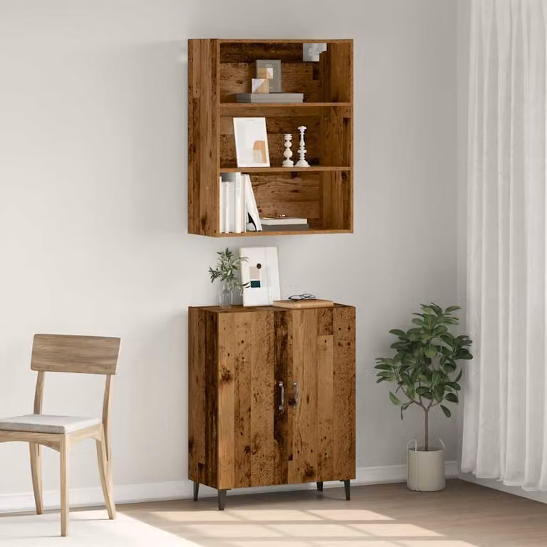 Aparador con armario de pared vidaXL en color marrón con acabado mate y puertas batientes para salón o comedor