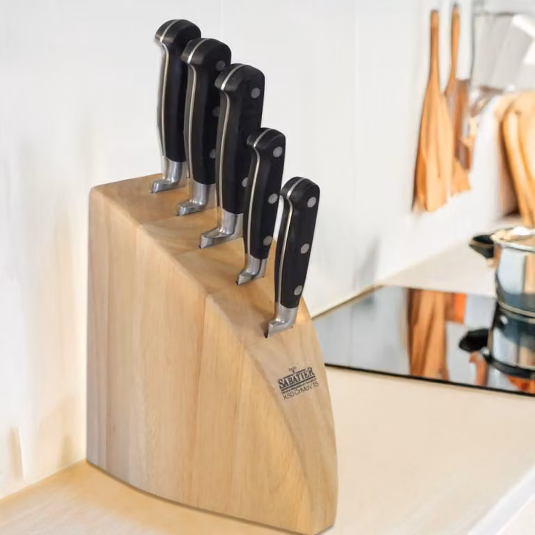 Set de cuchillos Richardson Sheffield de 5 piezas con bloque y afilador en acero inoxidable y color negro
