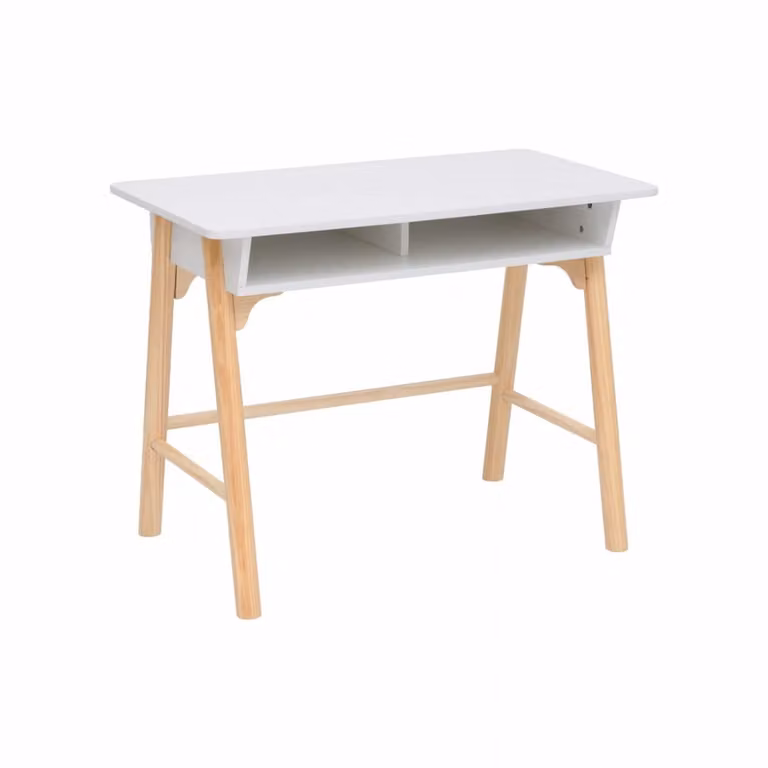 Escritorio para niños Rebecca de Mobili Meryta en madera de pino, color blanco y marrón, An/P/Al: 90 x 70 x 50 cm