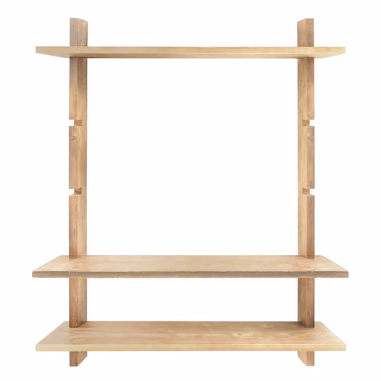 Estante modular individual Hannun Aloma de madera de abeto en color natural con estantes ajustables