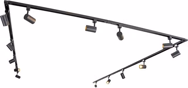 Kit de iluminación de carril Qazqa Iconic Jeana moderno en negro con 14 luces, compatible con bombillas LED GU10 de hasta 50W, regulable y ajustable