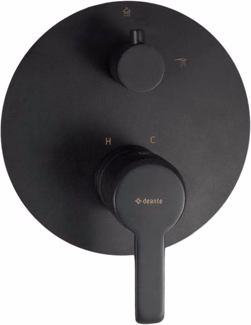 Set de ducha con grifo oculto Deante Arnika Nero en latón negro mate con mando monomando y función de pulverización