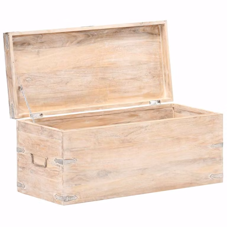Baúl de madera de acacia vidaXL de estilo rústico con cerradura, An/P/Al: 90 x 40 x 40 cm