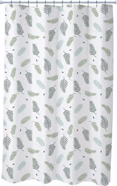 Cortina de ducha Levasseur de poliéster con estampado floral blanco y diseño de naturaleza impermeable An/P/Al: 180 x 200 x 1 cm