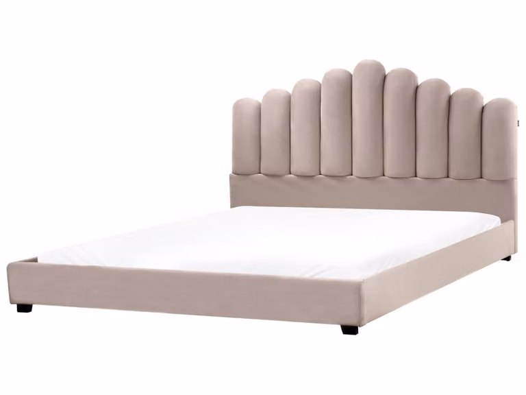 Cama de agua Beliani tapizada en terciopelo gris y beige An/P: 180 x 200 cm