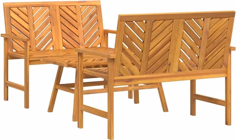 Conjunto de muebles de jardín Syfax de 3 piezas con sofá de 3 plazas y mesa de centro en madera de acacia marrón y tapizado moderno