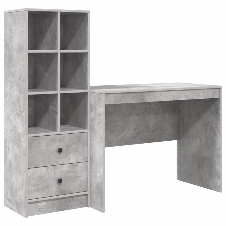 Set de 2 escritorios modernos vidaXL con estantería en gris y marrón, An/P/Al: 145.5 x 50 x 127 cm