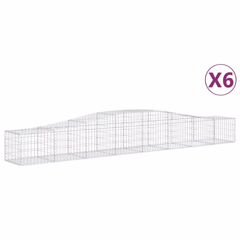 Set de 6 cestas de gaviones Syfax en forma de arco de acero galvanizado color gris An/P/Al: 400 x 50 x 40/60 cm