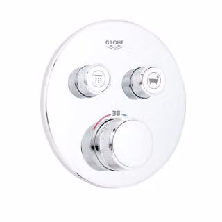 Termostato de ducha Grohe Grohtherm SmartControl con 2 salidas, diseño redondo en acabado cromado plata