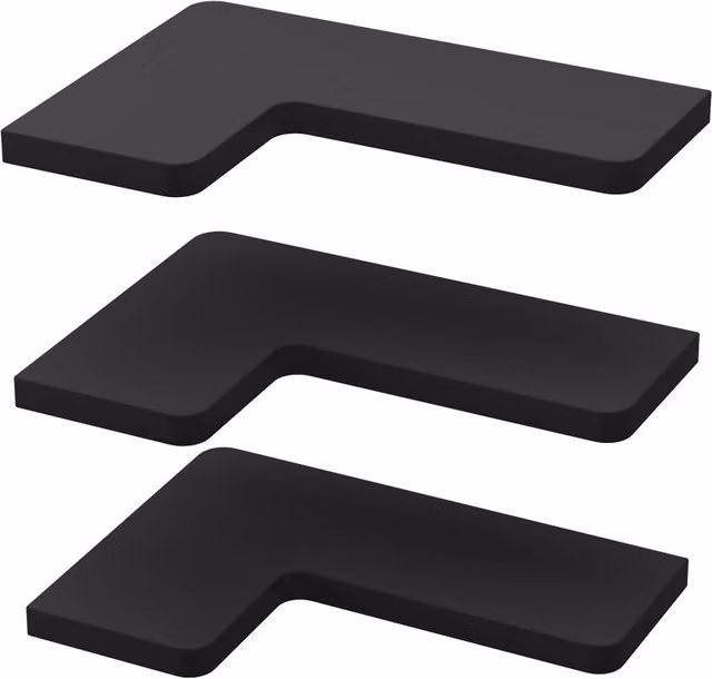 Vicco Estantería esquinera curva negra para salón An/P/Al: 40.5 x 2.5 x 28.5 cm