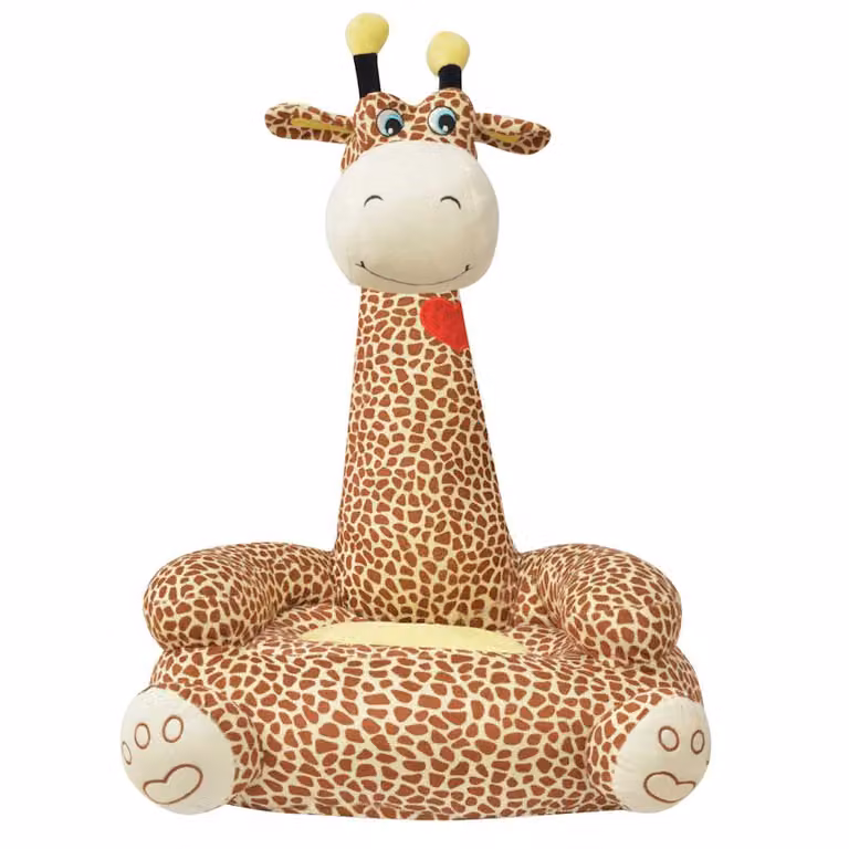 Silla de peluche para niños con diseño de jirafa de la marca vidaXL en color marrón