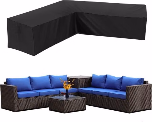 Funda impermeable para sofá de esquina de jardín ODIPIE en poliéster Oxford 210d, resistente al polvo, An/P/Al: 300 x 300 x 98 cm