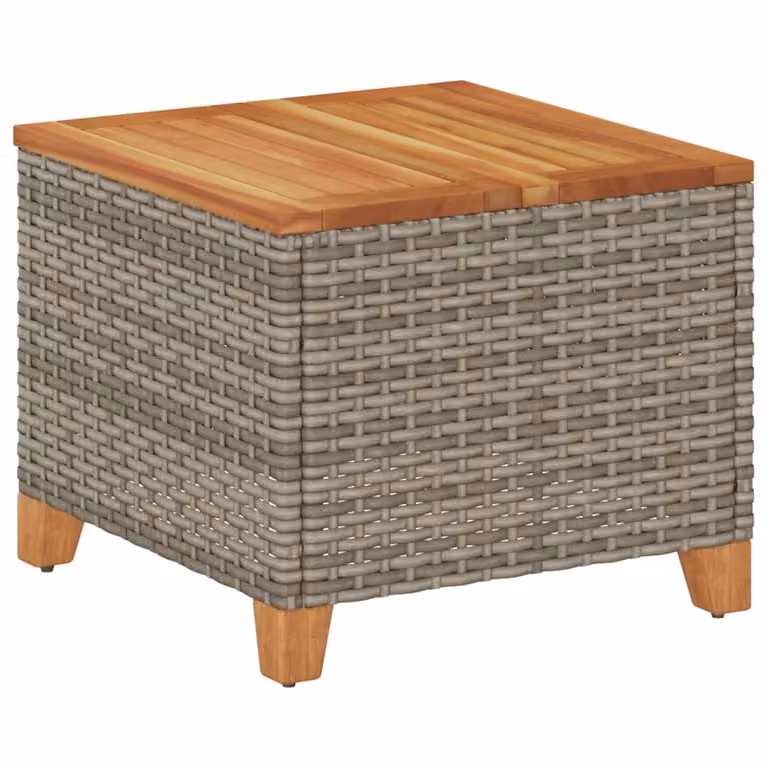 Mesa de jardín Syfax de ratán sintético y madera de acacia en color gris y marrón, An/P/Al: 45 x 45 x 37 cm