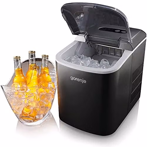 Máquina para hacer cubitos de hielo Gorenje IMC 1200 B, color negro, con depósito de 2,2 litros y capacidad de 12 kg al día