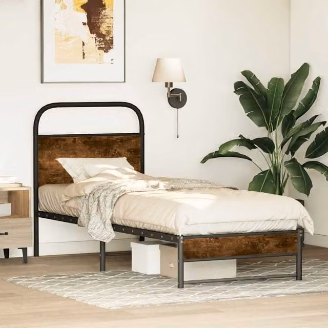 Estructura de cama Maison exclusive en madera de roble y metal color marrón An/P/Al: 80 x 200 x 85 cm