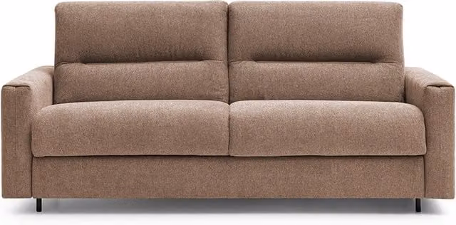 Sofá cama Ross de El Corte Inglés en color marrón con sistema click clack y tapizado en tela