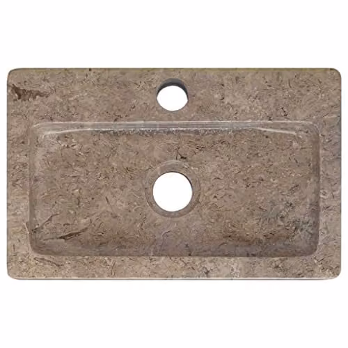 Lavabo de sobremesa rectangular de mármol gris Helloshop26 An/P/Al: 38 x 24 x 6,5 cm