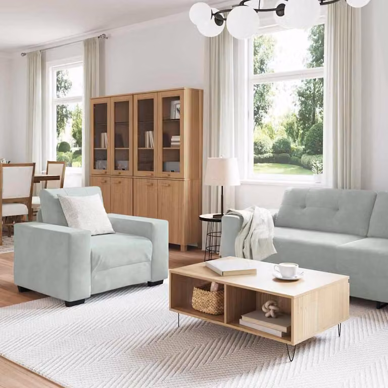 Juego de sofá de 3 piezas vidaXL en terciopelo gris claro con diseño moderno para salón