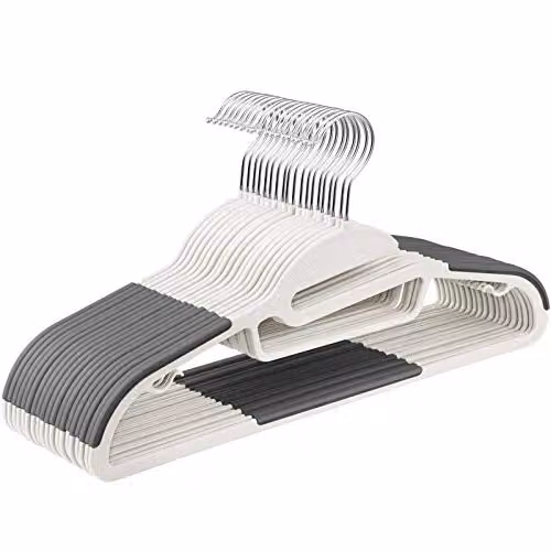 Juego de 20 perchas antideslizantes SONGMICS en forma de S para ahorrar espacio, color blanco y gris