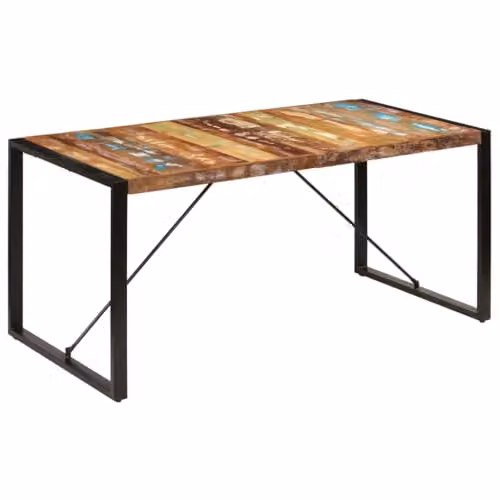 Mesa de salón y comedor Helloshop26 de diseño rústico en madera de recuperación maciza y color marrón, An/P/Al: 160 x 80 x 75 cm