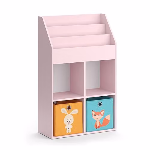 Vicco Estantería Infantil Luigi Rosa con 2 Cajas Plegables Multicolor, An: 72 cm, Al: 114.2 cm