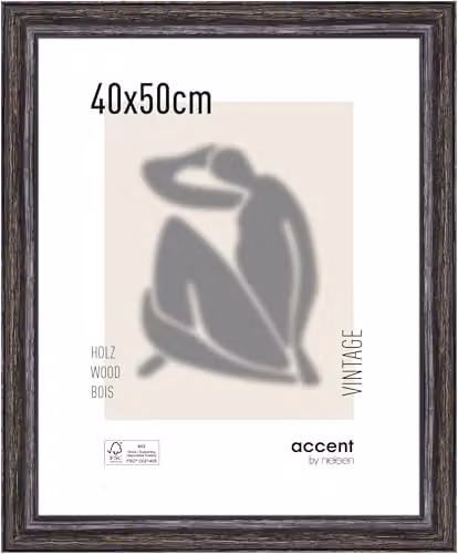 Marco de fotos rectangular Accent by Nielsen en madera y vidrio, color negro, 40 x 50 cm