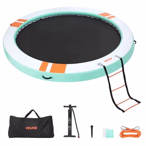 Muelle flotante redondo inflable VEVOR de PVC con escalera de malla y bolsa de transporte, Diámetro: 366 cm