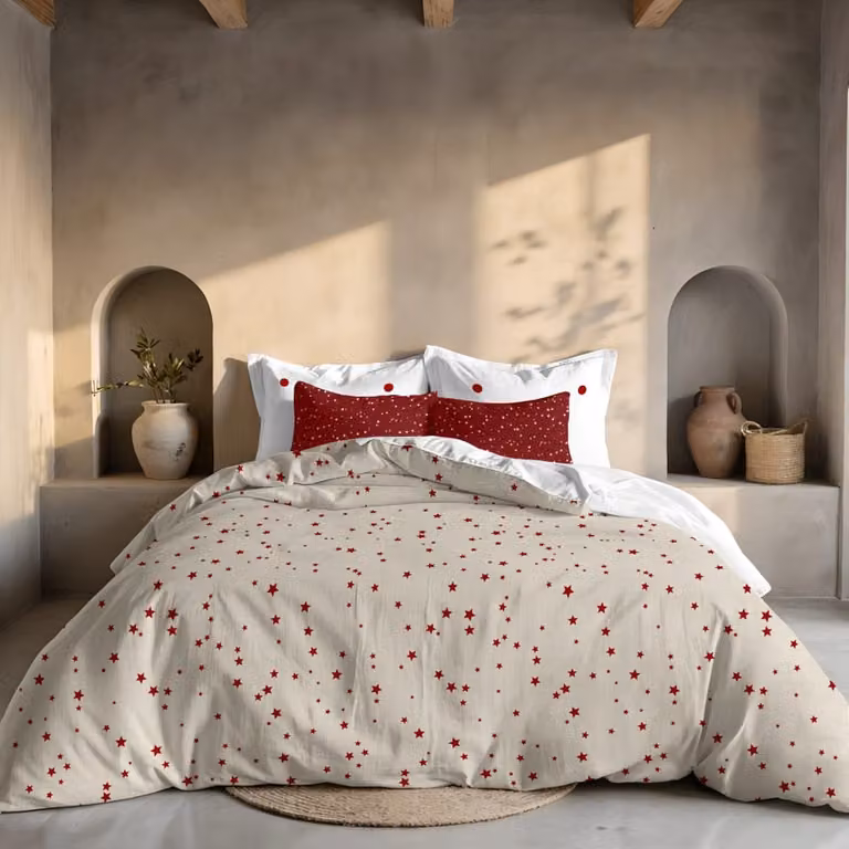 Funda nórdica de Navidad Decolores Home multicolor con diseño de estrellas, fabricada en poliéster, An/P/Al: 155 x 220 cm