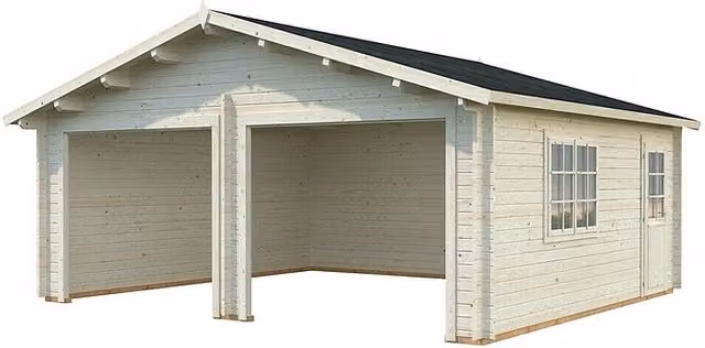 Garaje Roger de Palmako en madera natural con ventana, An: 629 cm, Pr: 565 cm