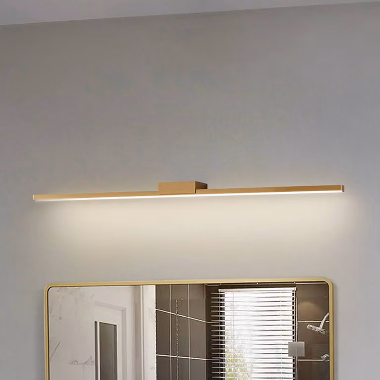 Aplique de pared LED Kivana de Lucande para baño en color cobre, diseño moderno con acabado metálico y protección IP44, An/Al: 90 cm