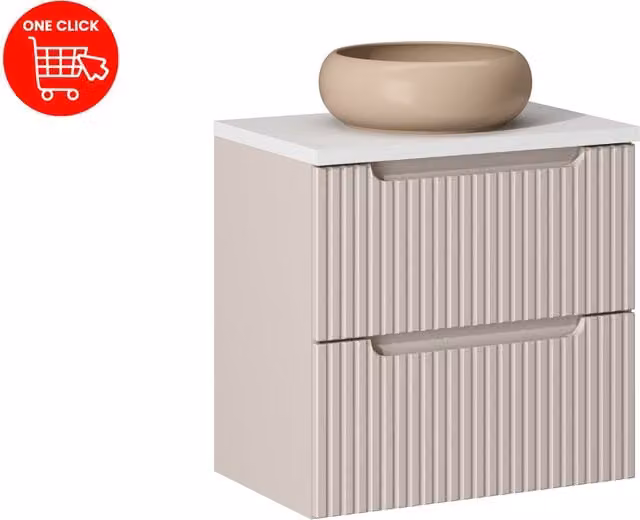 Mueble de baño moderno COMAD Nova Cashmere color beige con lavabo y encimera An/P: 60 x 40 cm