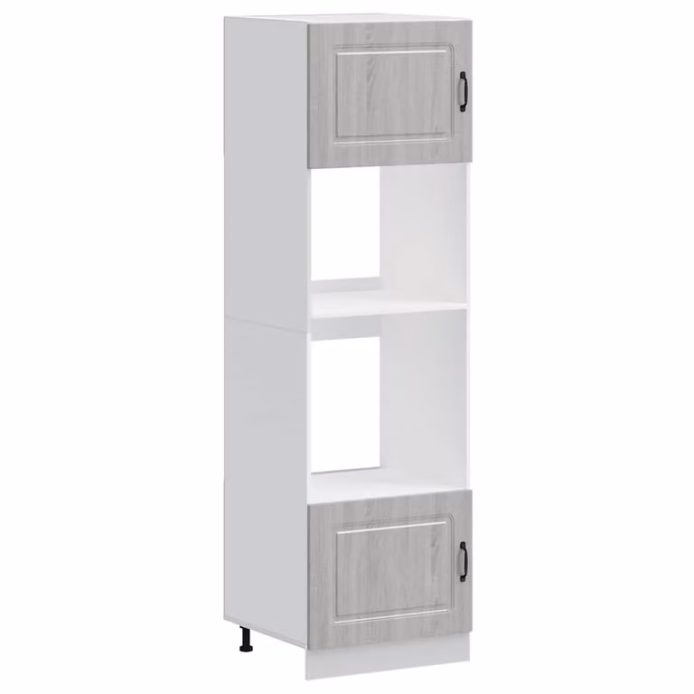 Set de 2 armarios para horno Kalmar de vidaXL en color gris sonoma con puertas batientes y estantes internos para cocina