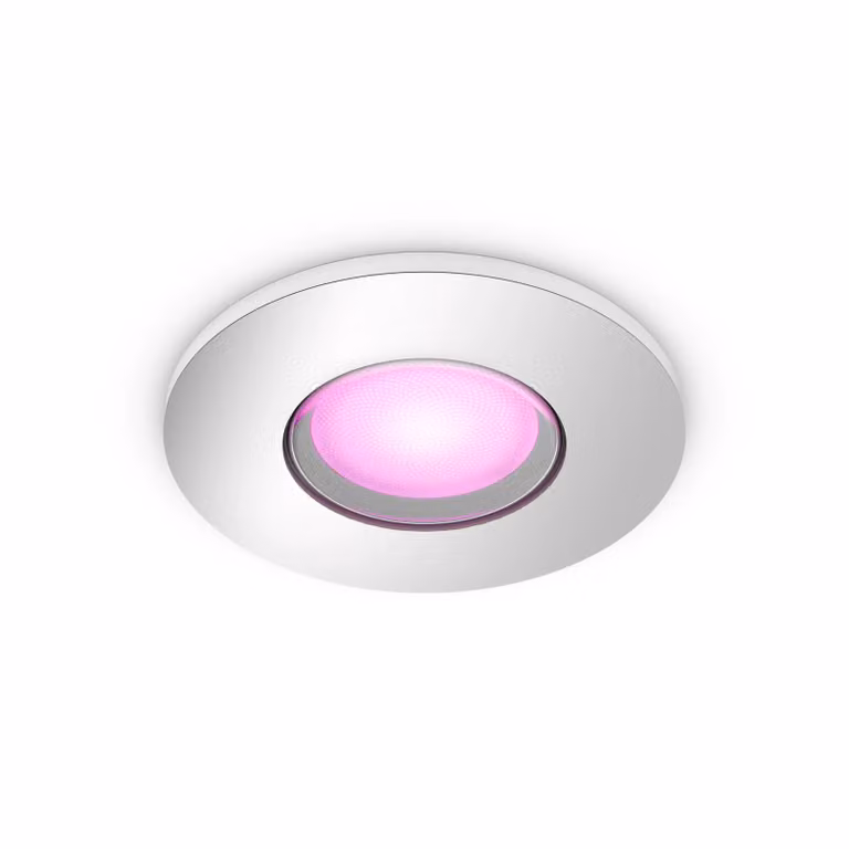 Foco empotrable LED Philips Hue White & Color Ambiance multicolor con acabado plateado y protección IP44 para baño