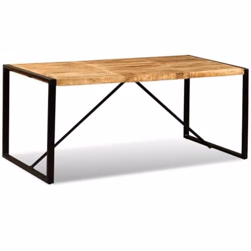Mesa de comedor rectangular Helloshop26 de madera de mango y metal en color marrón y negro