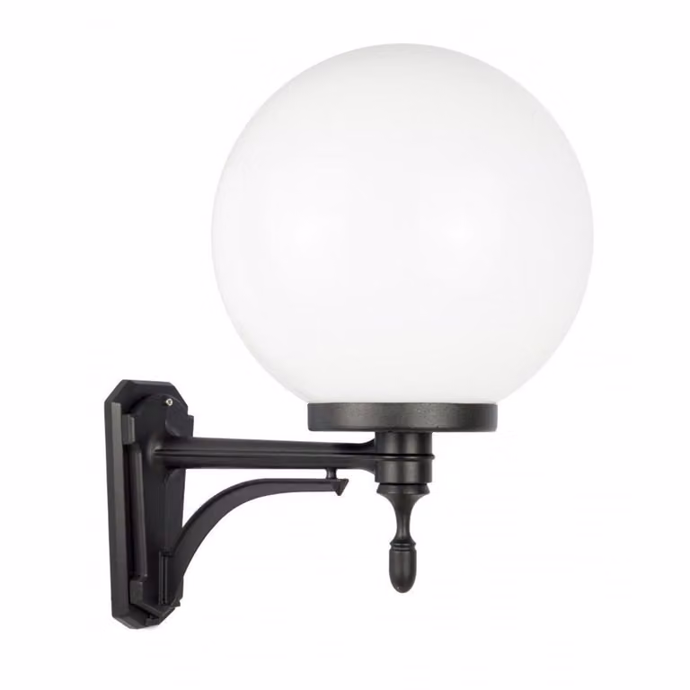 Aplique de pared para jardín Mangel con forma de esfera en color blanco o transparente, diámetro: 30 cm, casquillo E27 e IP43