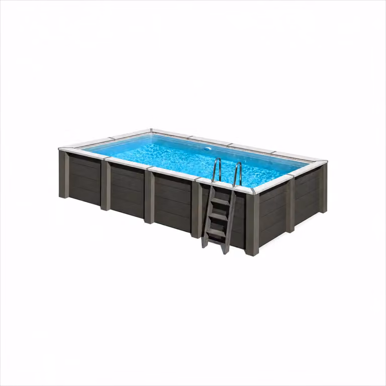 Piscina elevada rectangular de composite Gre KPCOR60LT en color gris con iluminación LED An/P/Al: 606 x 326 x 124 cm