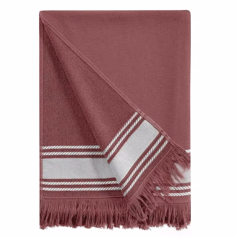 Toalla de playa de algodón Sensei Maison estilo fouta mediterránea color rojo An/P/Al: 180 x 100 cm