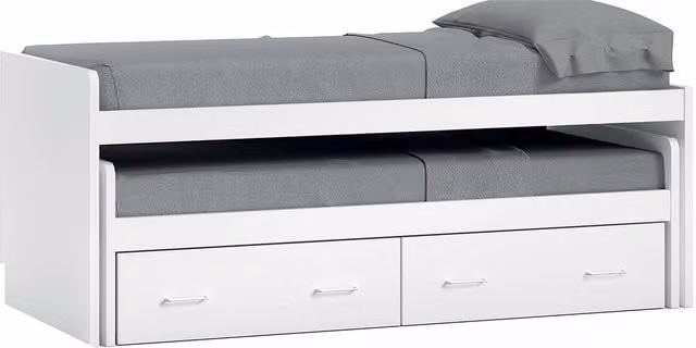 Cama nido Noel de El Corte Inglés con 2 cajones y costado izquierdo alto en color blanco