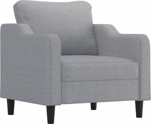Juego de sofás SYFAX de 4 piezas con cojines en tela gris para salón, incluye sofá de 3 plazas, sofá de 2 plazas, sillón y otomana