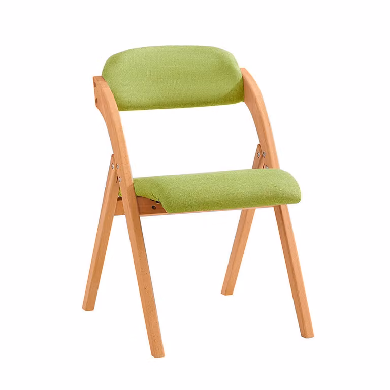 Silla plegable de madera y metal Sobuy con asiento y respaldo tapizados en color verde para cocina, comedor u oficina, An/P/Al: 59 x 47.5 x 77 cm