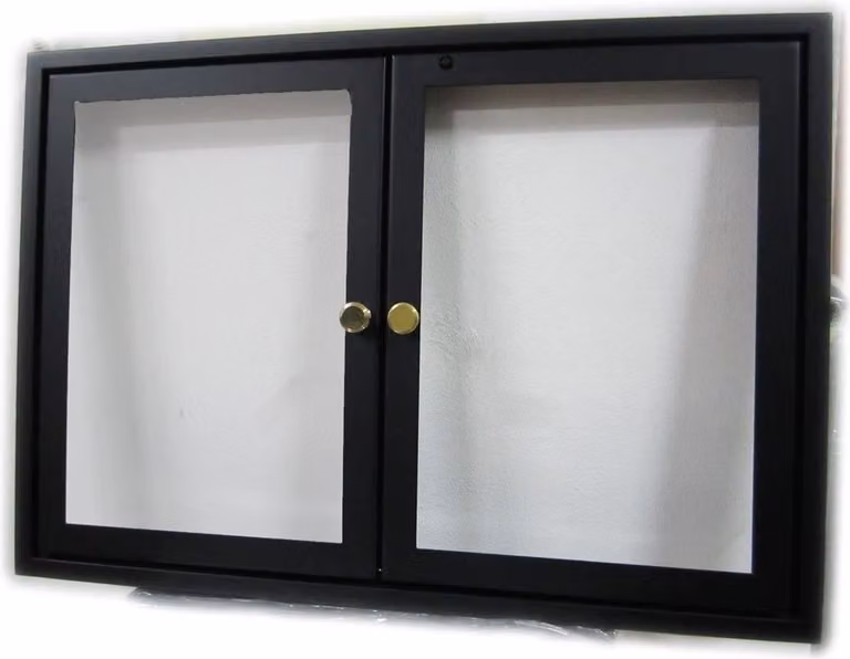 Puerta abatible de dos hojas Imar en acero inoxidable y cerámica color negro y oro, An/Al: 68,0 x 45,0 cm