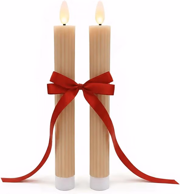Set de 2 velas LED de cera real NORTHIX con efecto parpadeo y función temporizador en color beige