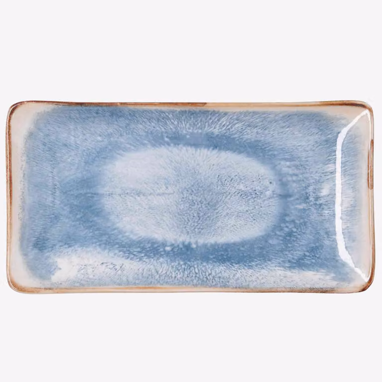Bandeja rectangular de porcelana Aura azul de Casa Viva An/P: 27,5 x 16,3 cm